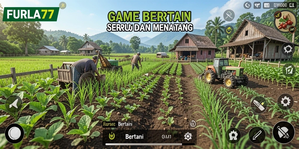 Antarmuka FURLA77 menampilkan kebun yang indah dengan tanaman yang beragam.