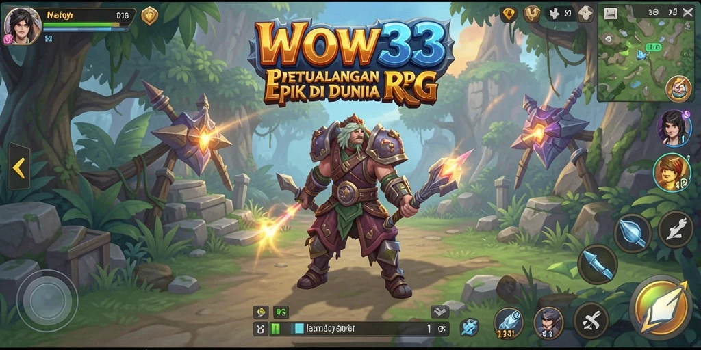 Tampilan antarmuka WOW33 yang menarik dengan elemen RPG.