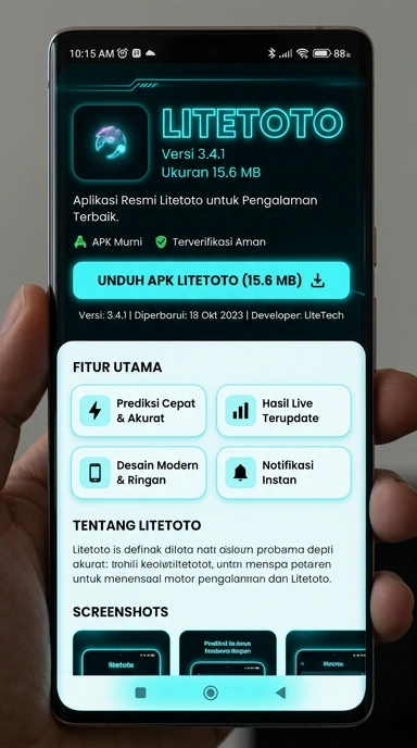 Tampilan halaman APK litetoto