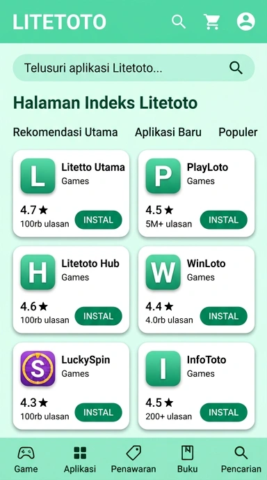 Tampilan katalog aplikasi litetoto